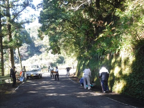 ガードレールのある道路でも清掃しています