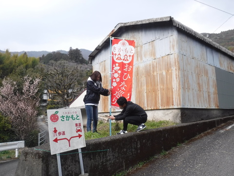 幟を会場に設置していきます